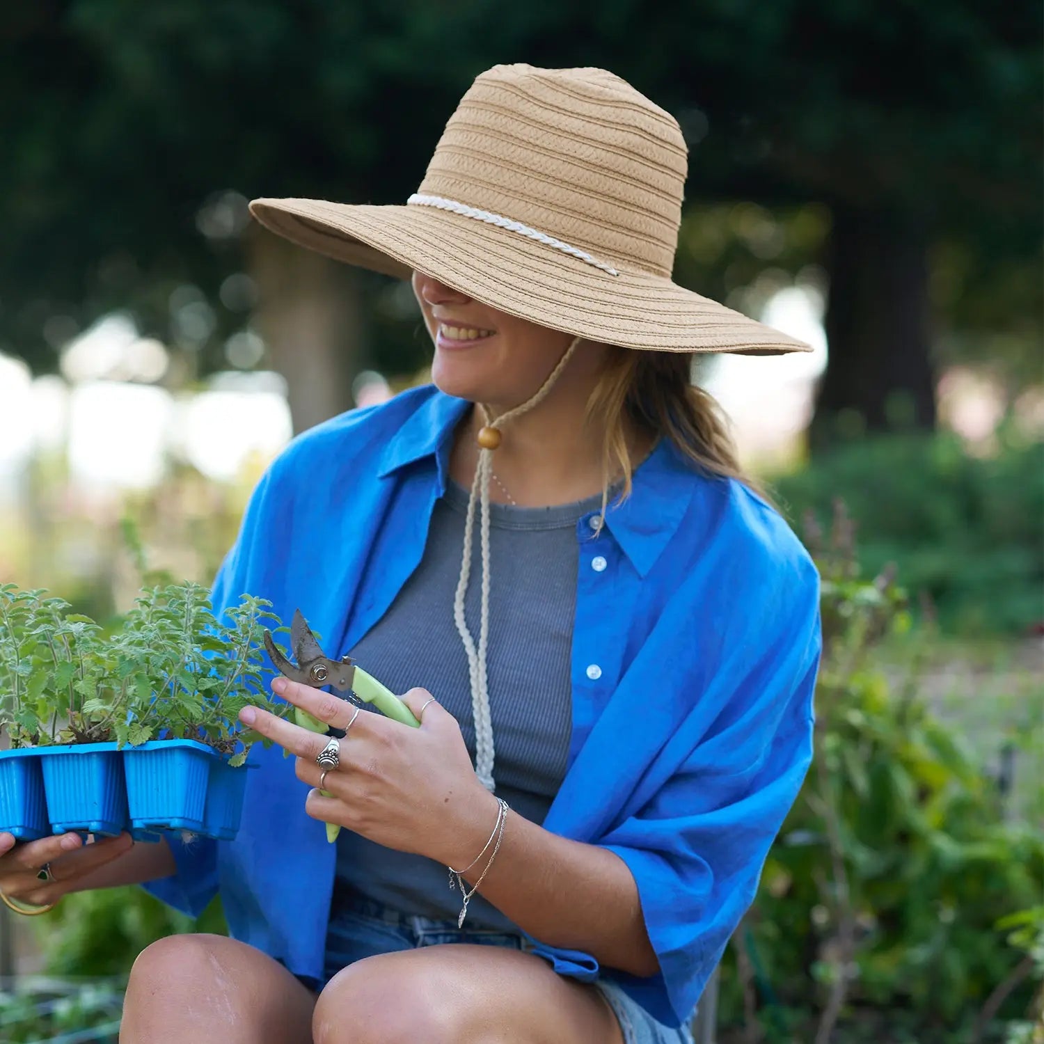 360FIVE Alltagshut – Aloe Fedora Garten-Strohhut mit breiter Krempe