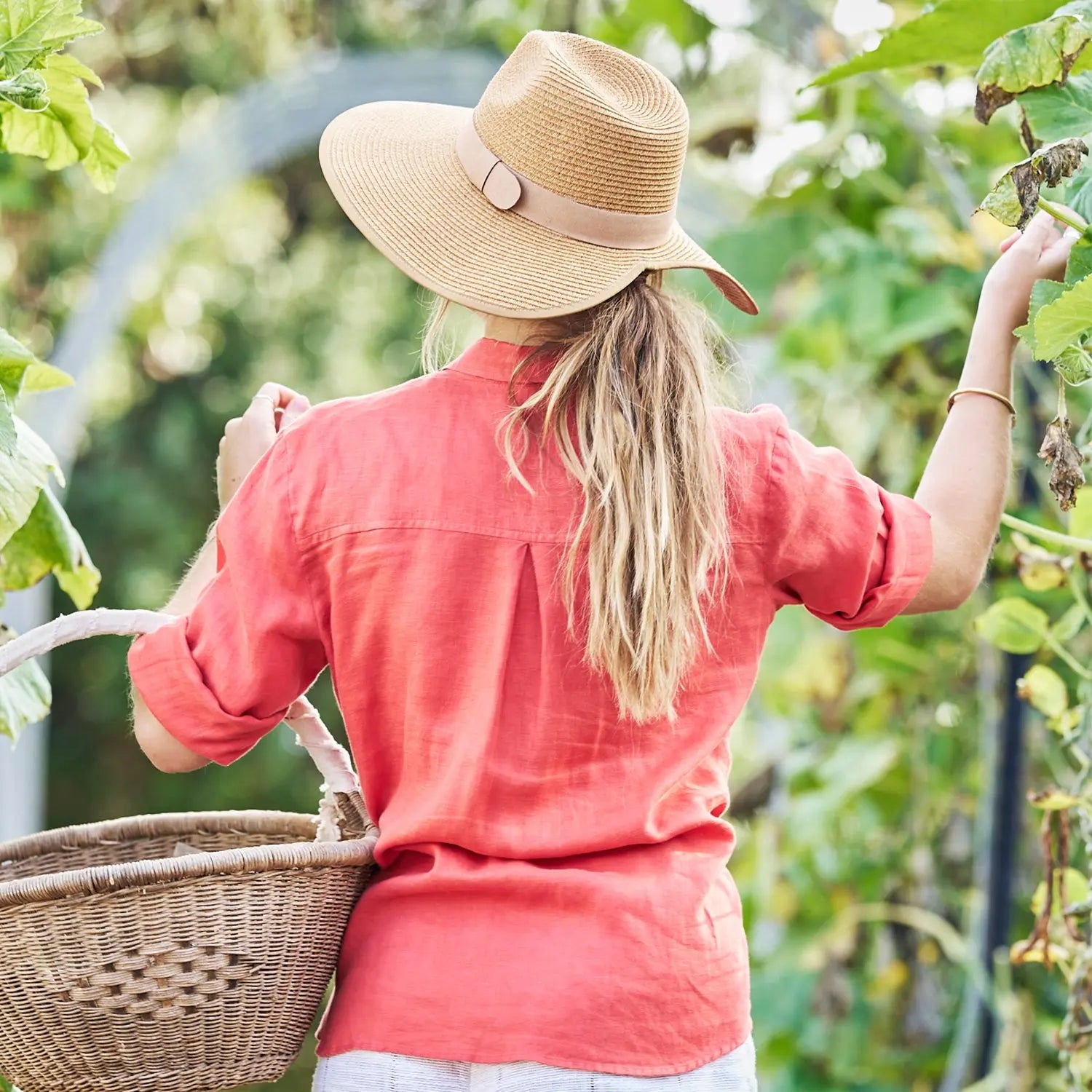 360FIVE Everyday Hat – Butterfly Ponytail Fedora Gardening Damen-Sonnenhut mit breiter Krempe