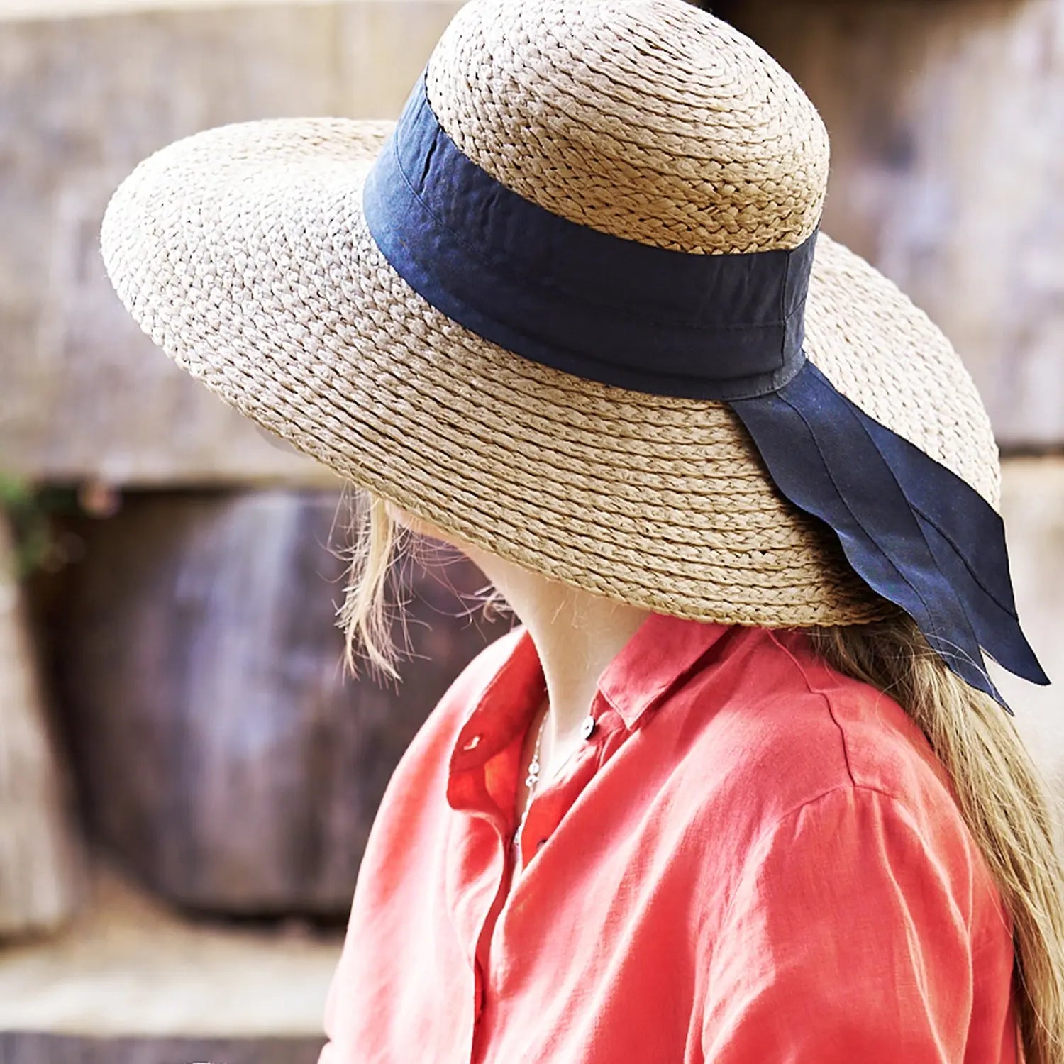 360FIVE Everyday Hat – Dahlia Gardening Damen-Sonnenhut aus Stroh mit breiter Krempe