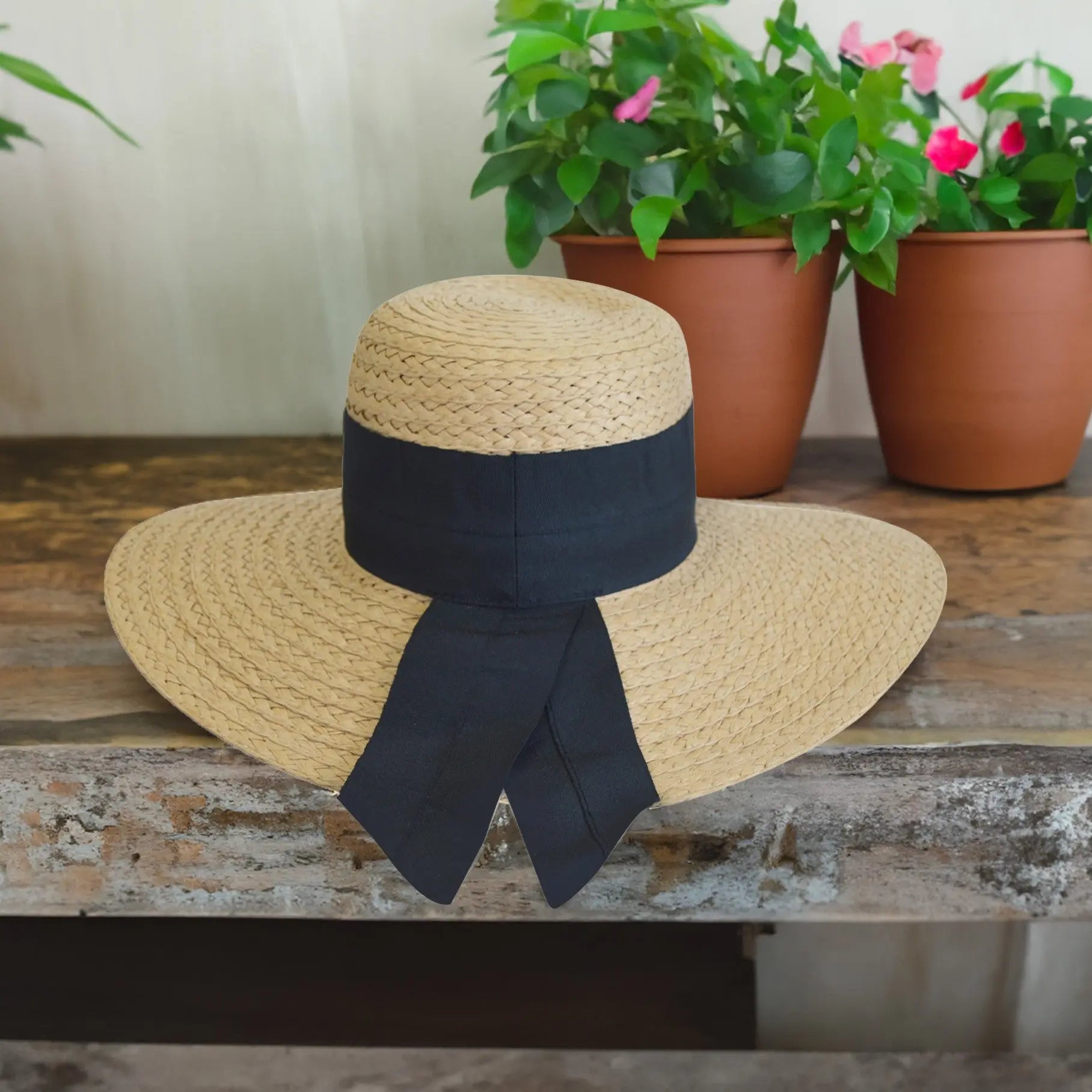 360FIVE Everyday Hat – Dahlia Gardening Damen-Sonnenhut aus Stroh mit breiter Krempe